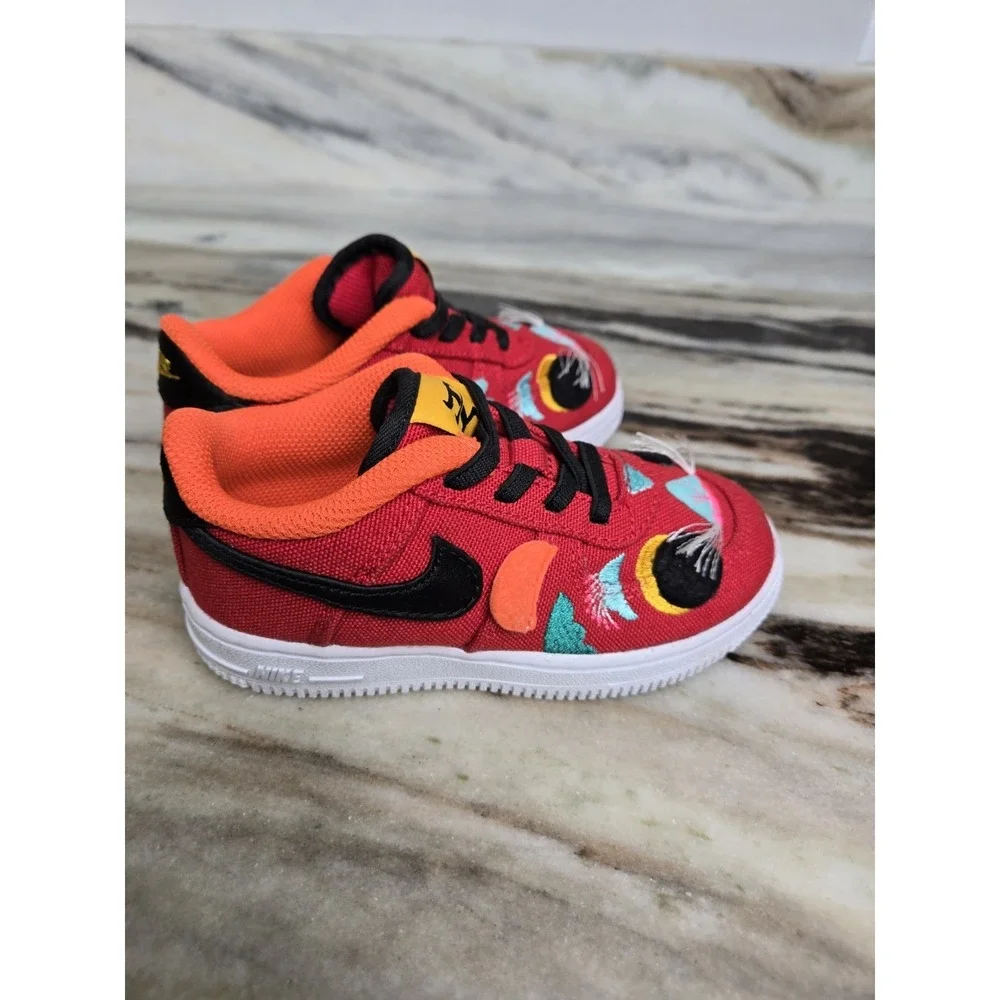 NIKE  FORCE  1 ‎ LV8 YEAR OF THE TIGER DQ5072-601 Toddler Size 9.5 Red Cat
